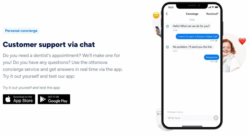 Ottonova Dental Insurance Chat Support