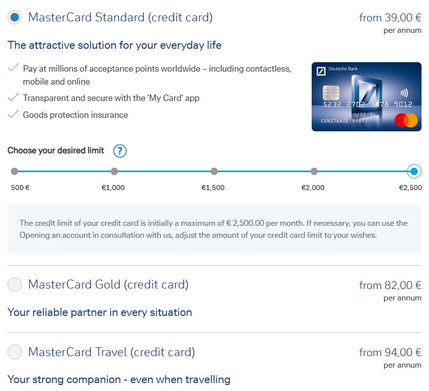 Deutsche Bank Credit Card Options