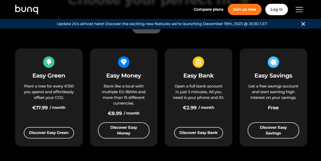 Bunq Bank Subscription Options